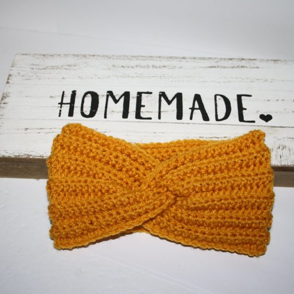 Vintagejelyfish Accessories - 🍂🧶✨ Twisted Ear Warmer Headband · Burnt Yellow · Handmade & Boutique